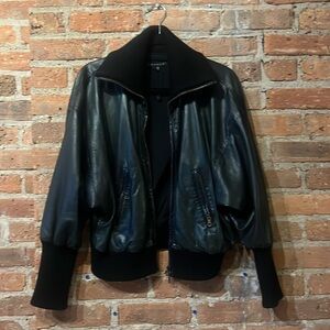 Theory Leather Bomber Jacket